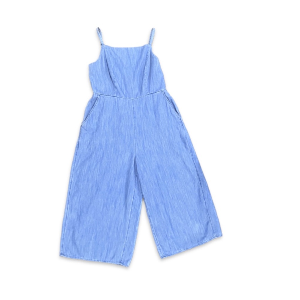 Jumpsuit Wide Leg Silhouette Size Medium Petite Blue